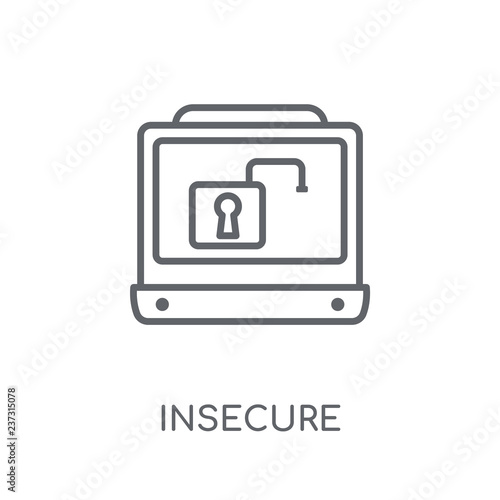 Insecure linear icon. Modern outline Insecure logo concept on white background from Internet Security and Networking collection