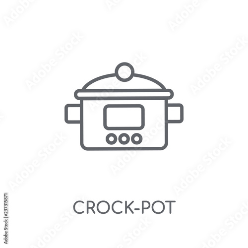 crock-pot linear icon. Modern outline crock-pot logo concept on white background from kitchen collection