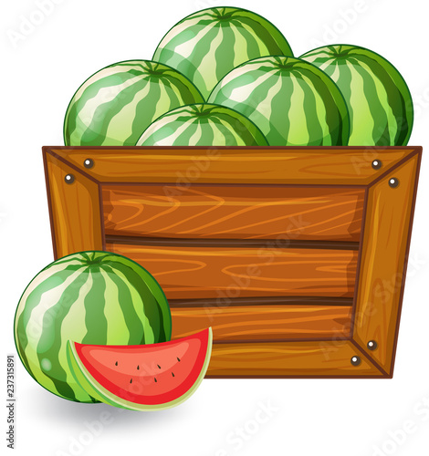 Watermelon on wooden banner