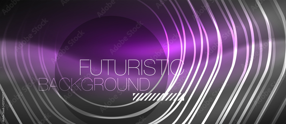 Black and glowing color lines neon design, magin techno template background