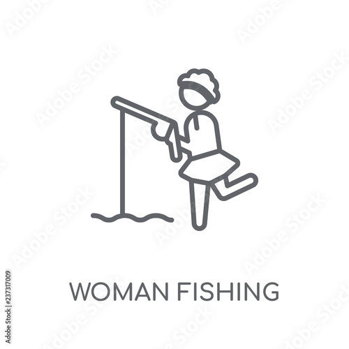 Woman Fishing linear icon. Modern outline Woman Fishing logo concept on white background from Ladies collection