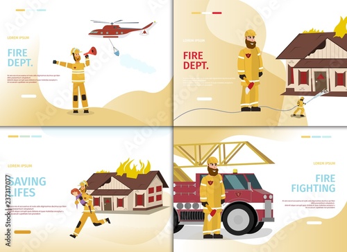 Vector Illustration Cartoon concept Firefighter