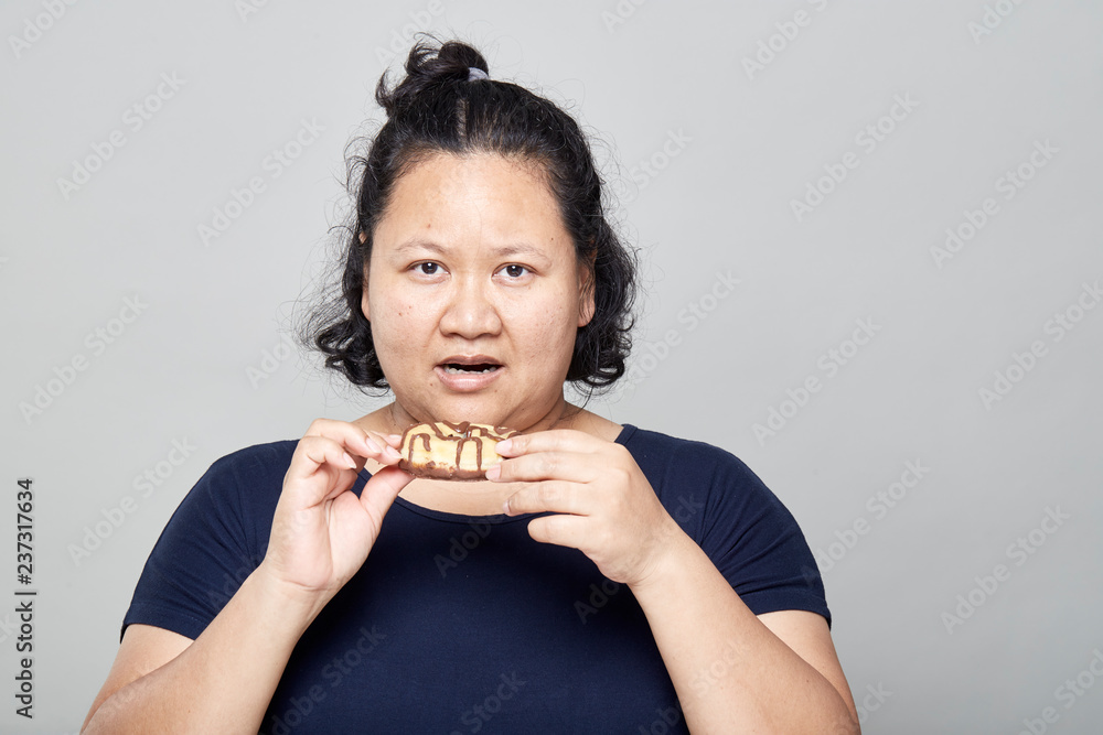 Fat Asian women on white