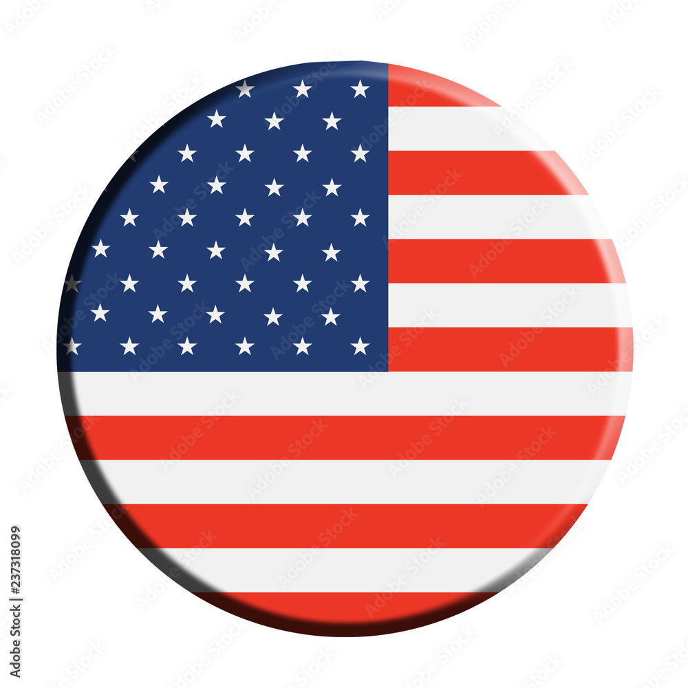 United States Flag Glossy Button. United States Flag Glossy Button.