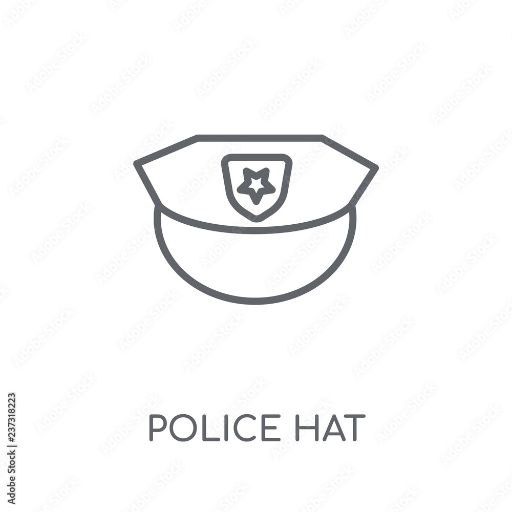 Police hat linear icon. Modern outline 