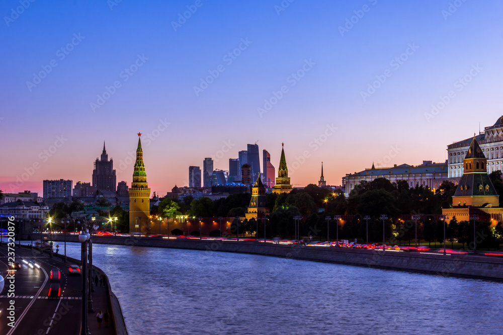 Evening view of moscow kremlin