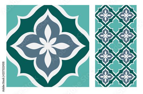 tiles Portuguese patterns antique seamless design in Vector illustration vintage