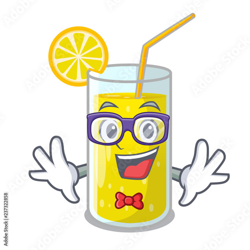 Geek glass fresh lemon juice on mascot