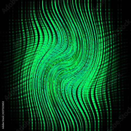 Bright green neon glow flux effect wave. Dynamic motion. Shiny fractal