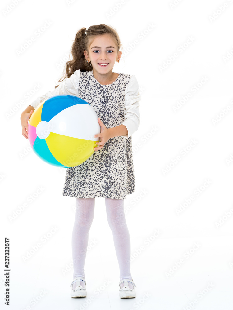 Little girl is playing with a ball Little girl is playing with a ball