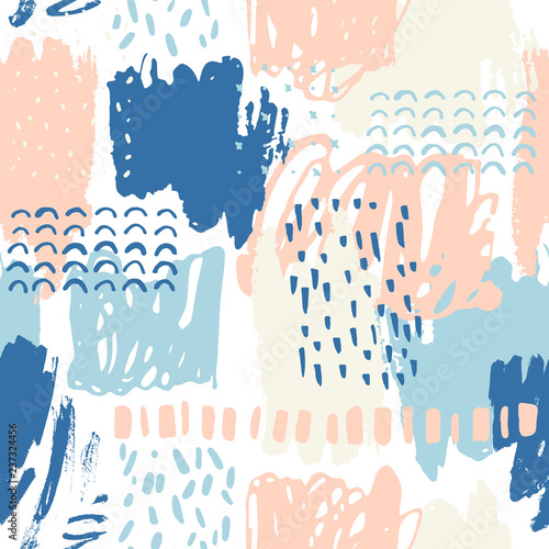 Abstract creative background with geometric shapes, doodles, marker scribbles.