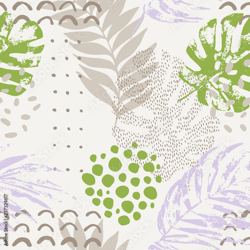 Abstract grunge summer seamless pattern.