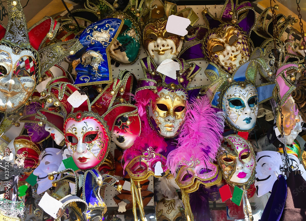 Colorful venetian masks for sale in Venice