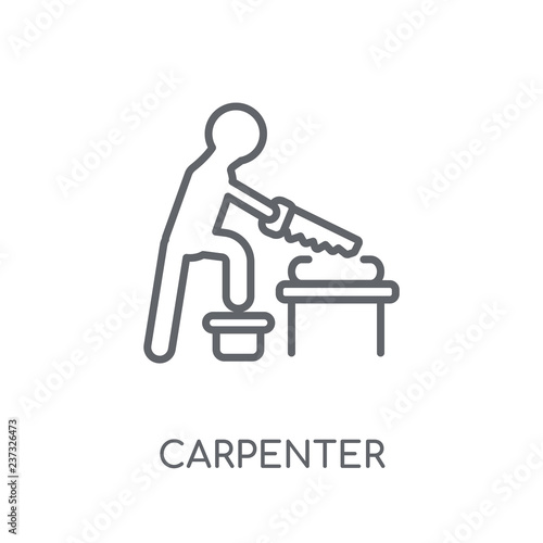 carpenter linear icon. Modern outline carpenter logo concept on white background from Professions collection