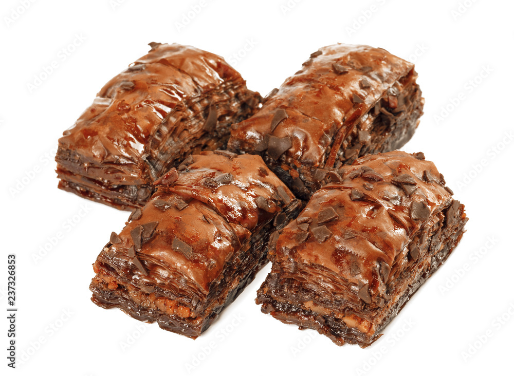 Turkish Ramadan Dessert Baklava isolated on white Turkish Ramadan Dessert Baklava isolated on white