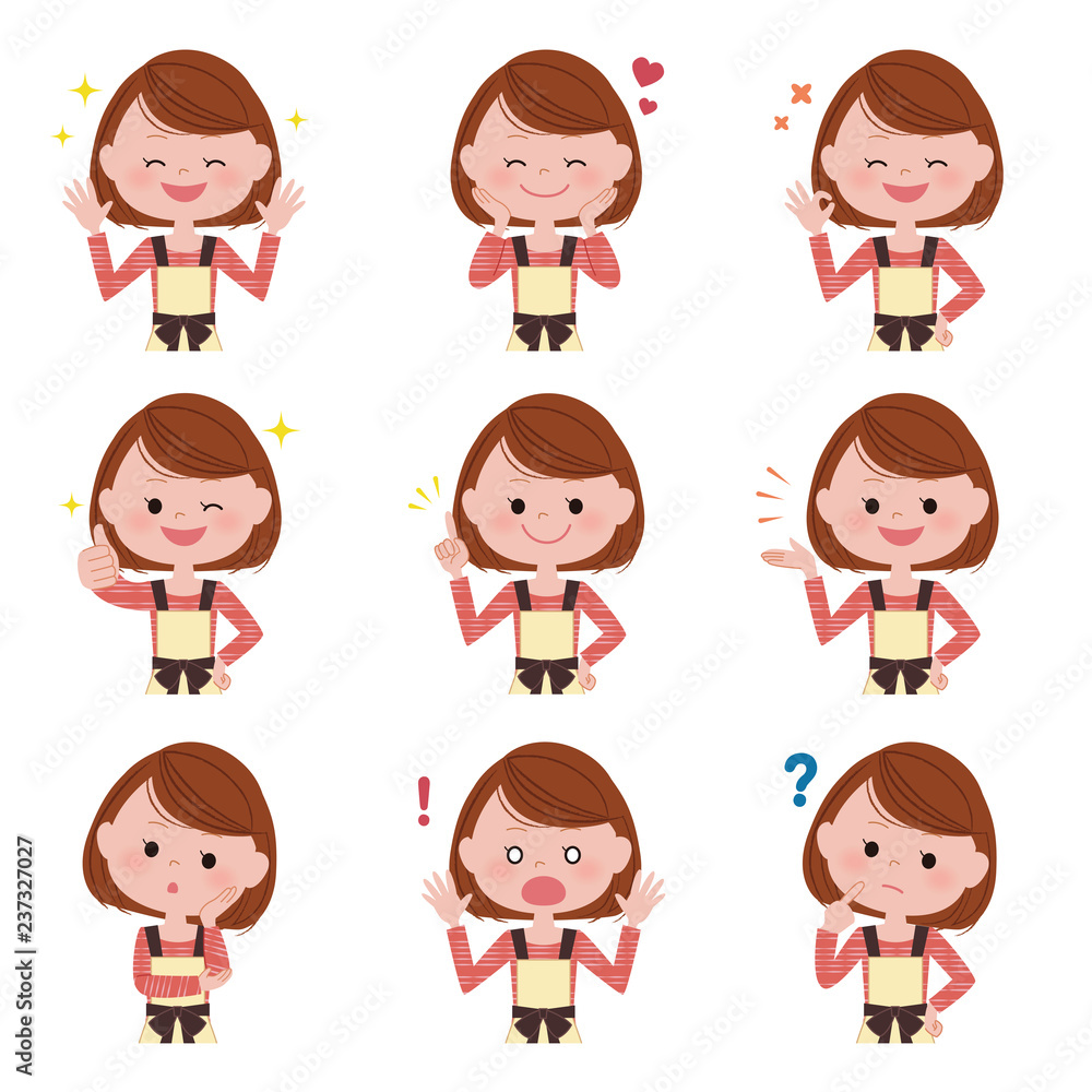 Illustration of various facial expressions of women. Illustration of various facial expressions of women.