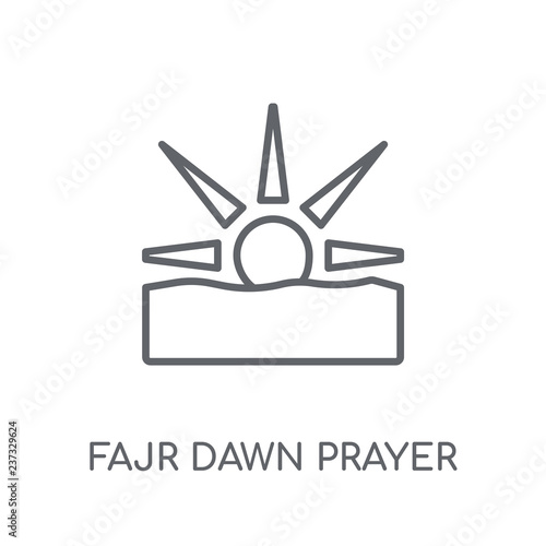 Fajr dawn Prayer linear icon. Modern outline Fajr dawn Prayer logo concept on white background from Religion-2 collection