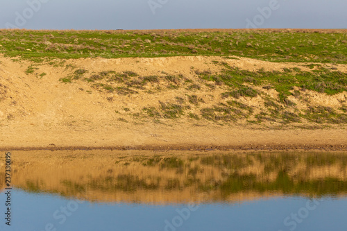 Lake in the steppe of Kazakhstan in the spring