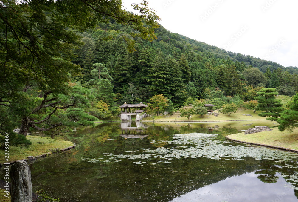Kyoto,Japan-September 6, 2015: Shugakuin Imperial Villa or Shugakuin Rikyu in Kyoto in autumn
