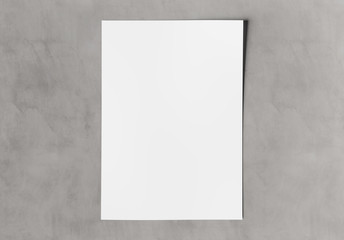 A4 blank paper sheet mockup on concrete 3D rendering