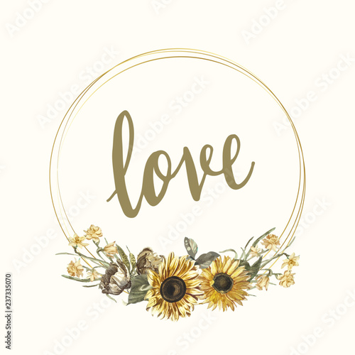 Floral love card mockup vector