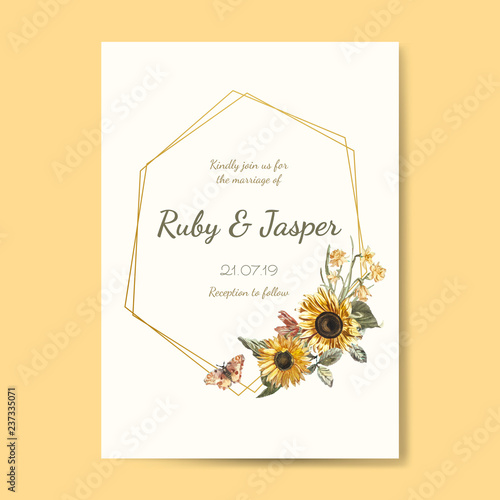 Wedding invitation card mockup vector