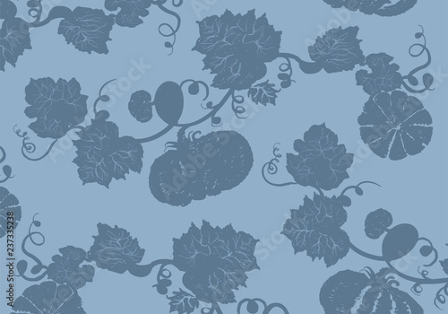 Illustration of pumpkins in blue background vector for Halloween