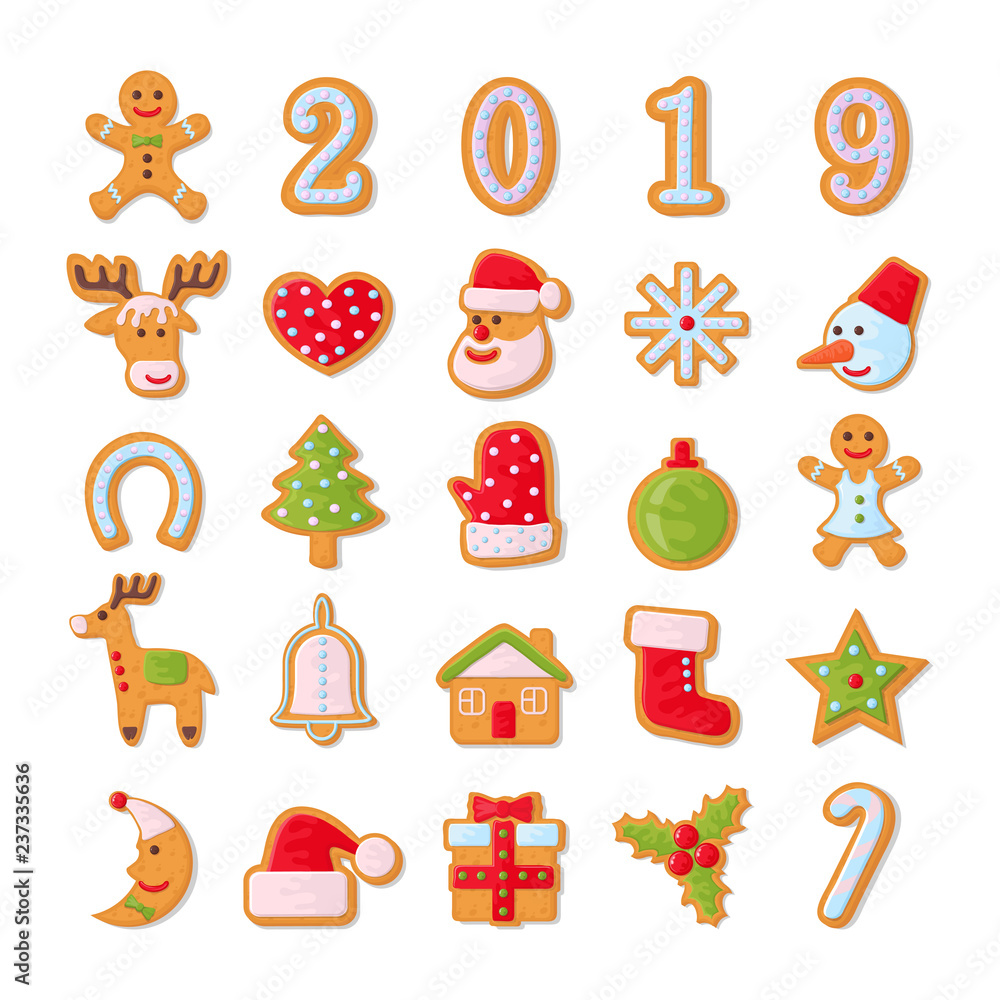Set of christmas cookies. Set of different gingerbread cookies for christmas. New Year gingerbread in the form of Christmas characters. Different new year characters. Homemade baking. Bakery products. Set of christmas cookies. Set of different gingerbread cookies for christmas. New Year gingerbread in the form of Christmas characters. Different new year characters. Homemade baking. Bakery products.