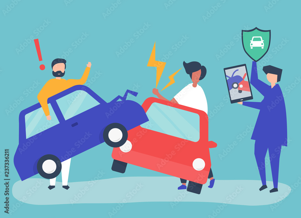 An insurance agent resolving a car accident An insurance agent resolving a car accident