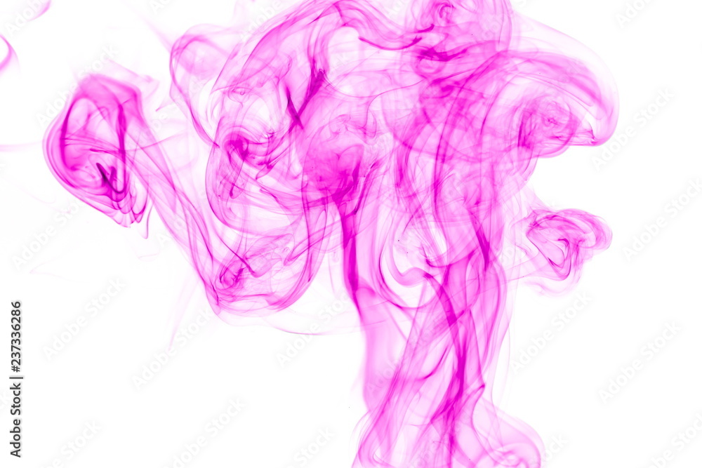 Fototapeta premium Purple smoke on white background