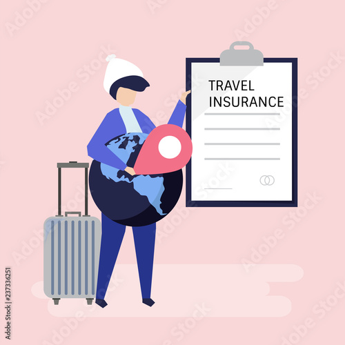 A traveler with a travel insurance policy document