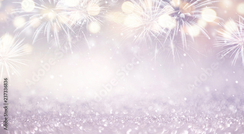 Fireworks and bokeh in New Year eve and copy space. Abstract background holiday. © oatawa