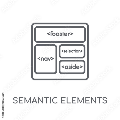 Semantic elements linear icon. Modern outline Semantic elements logo concept on white background from Technology collection