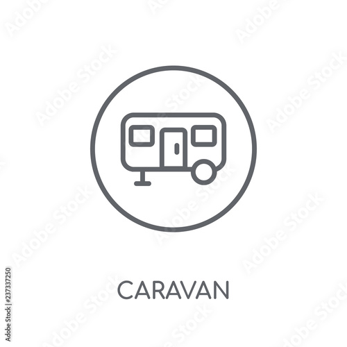 Caravan sign linear icon. Modern outline Caravan sign logo concept on white background from Traffic Signs collection