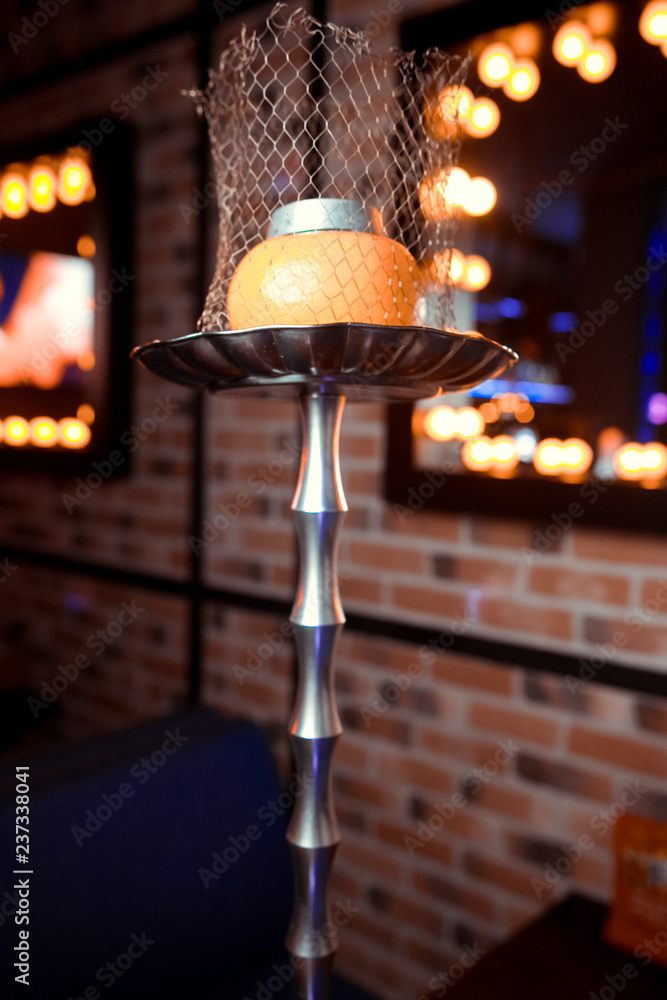 Hookah on orange with mint and citrus fruit