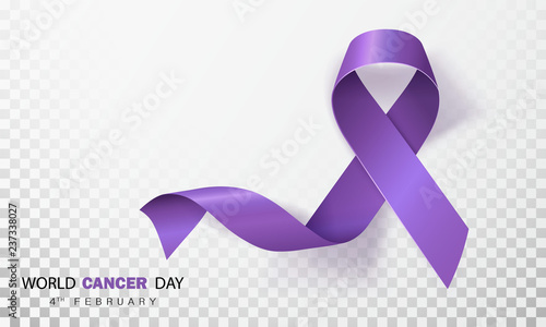 World Cancer Day concept. Lavender Ribbon. Vector illustration.