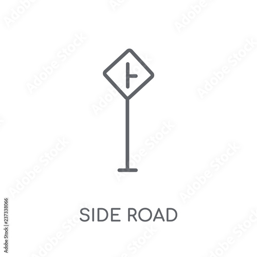 side road sign linear icon. Modern outline side road sign logo concept on white background from Traffic Signs collection