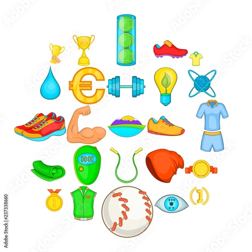 Training plan icons set. Cartoon set of 25 training plan vector icons for web isolated on white background