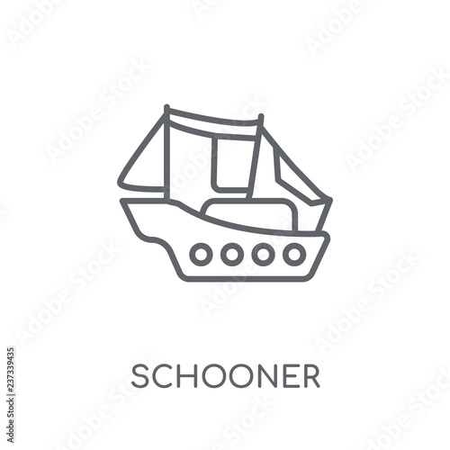 schooner linear icon. Modern outline schooner logo concept on white background from Transportation collection