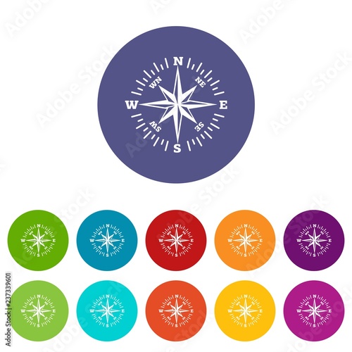 Rose wind icons color set vector for any web design on white background