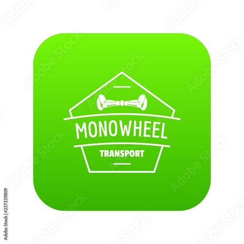 Mono wheel icon green vector isolated on white background
