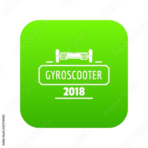 Travel gyro scooter icon green vector isolated on white background