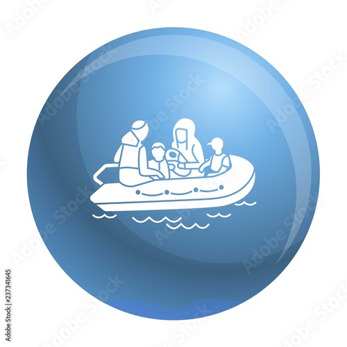 Migrant family boat icon. Simple illustration of migrant family boat vector icon for web design isolated on white background