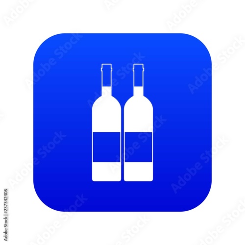 Two bottles of wine icon digital blue for any design isolated on white vector illustration
