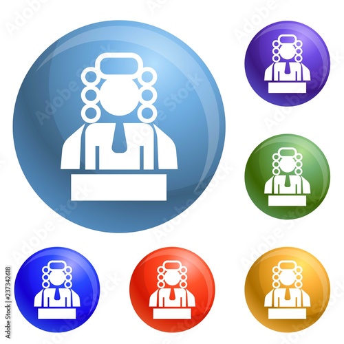 Judge man icons set vector 6 color isolated on white background