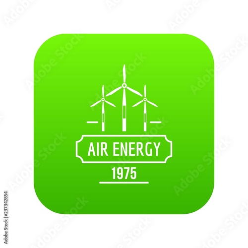 Air energy icon green vector isolated on white background