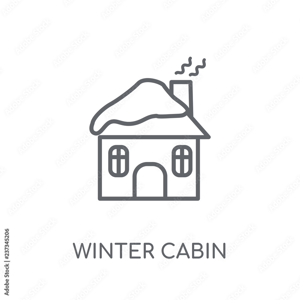 winter Cabin linear icon. Modern outline winter Cabin logo concept on white  background from Winter collection Stock Vector | Adobe Stock