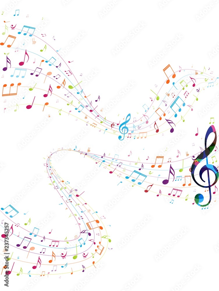 Naklejka premium Colorful music notes background