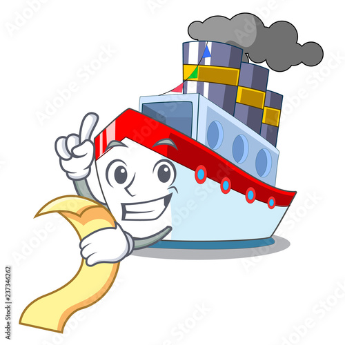 With menu luxury character ship sailing to port