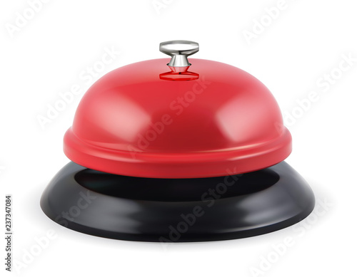 Desk bell. Vintage hotel reception service bell. Realistic vector 3d illustration